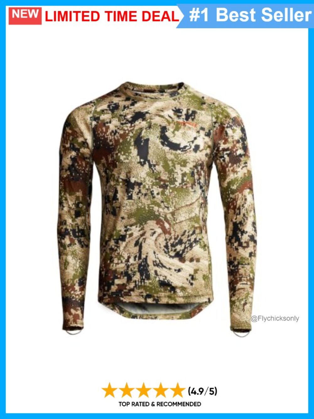 SITKA Core Lightweight Crew Long Sleeve Hunting Base Layer Shirt Men